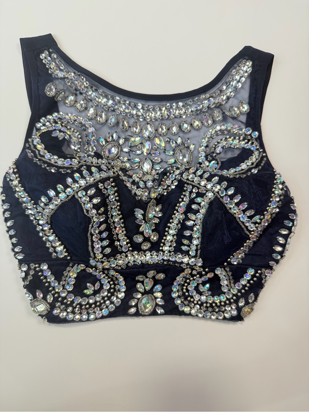 B. Smart Black Crystal Embellished Crop Top